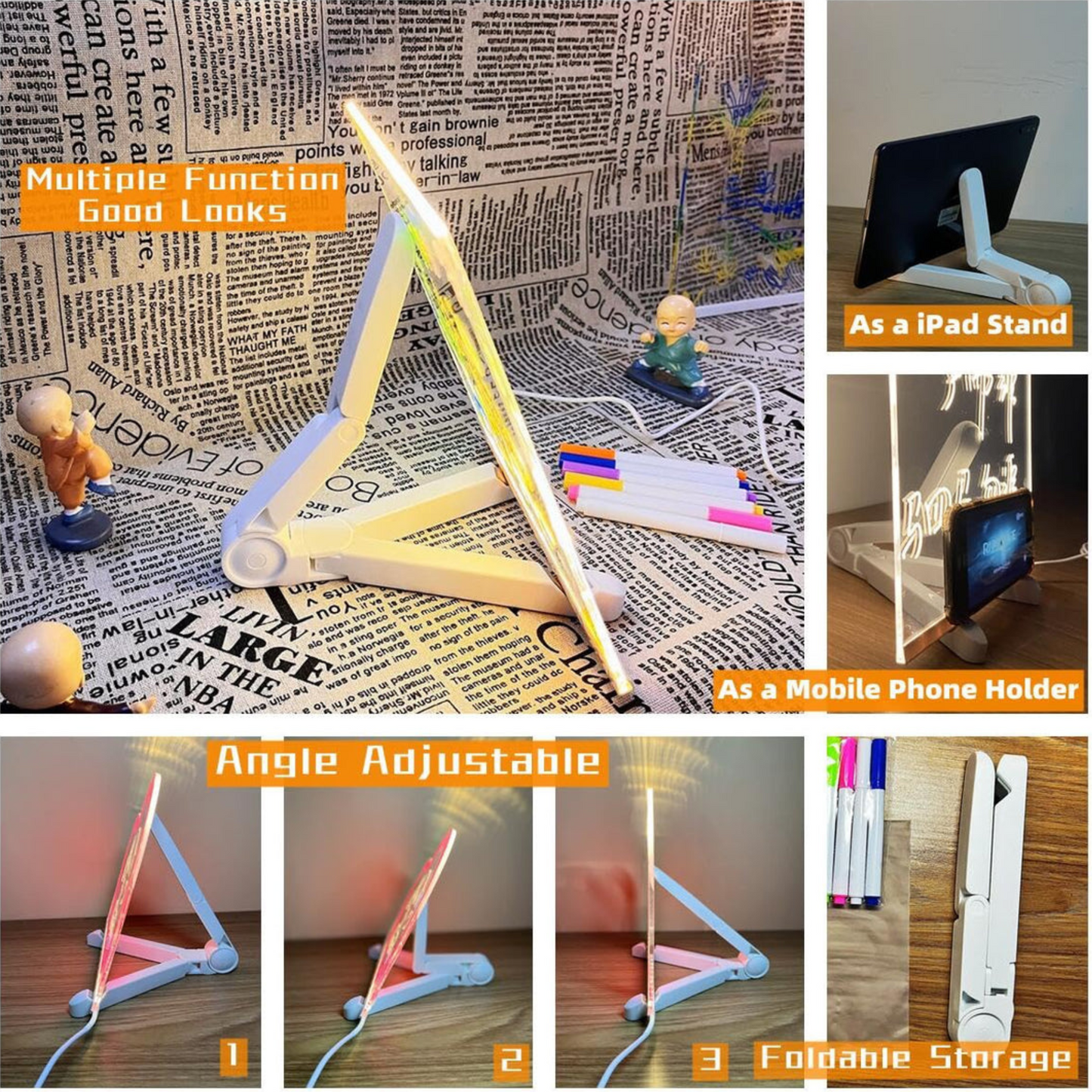 LED Glow Drawing Board with Accessories for Kids – 1 Year Warranty