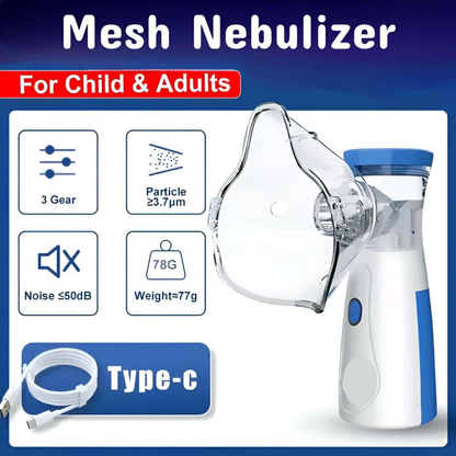 Portable Mesh Nebulizer for Quick, Silent & Effective Respiratory Relief | Rechargeable, Ultra-Quiet,Nebulizer for Adults & Kids| 1-Year Warranty