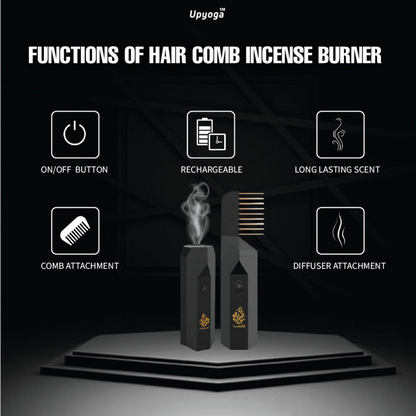 Upyoga 2 in 1 Hair Comb Incense Burner & Home Diffuser | 1 Year Warranty | Rechargeable | Bakhoor Included