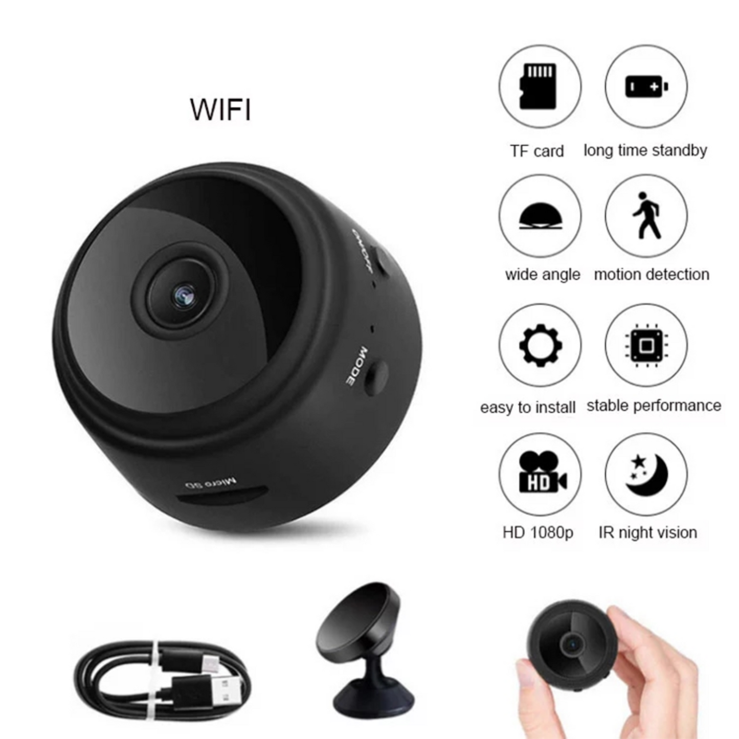 SpyView™ Mini WiFi Camera – 1080p HD | Audio Recording | 1-Year Warranty