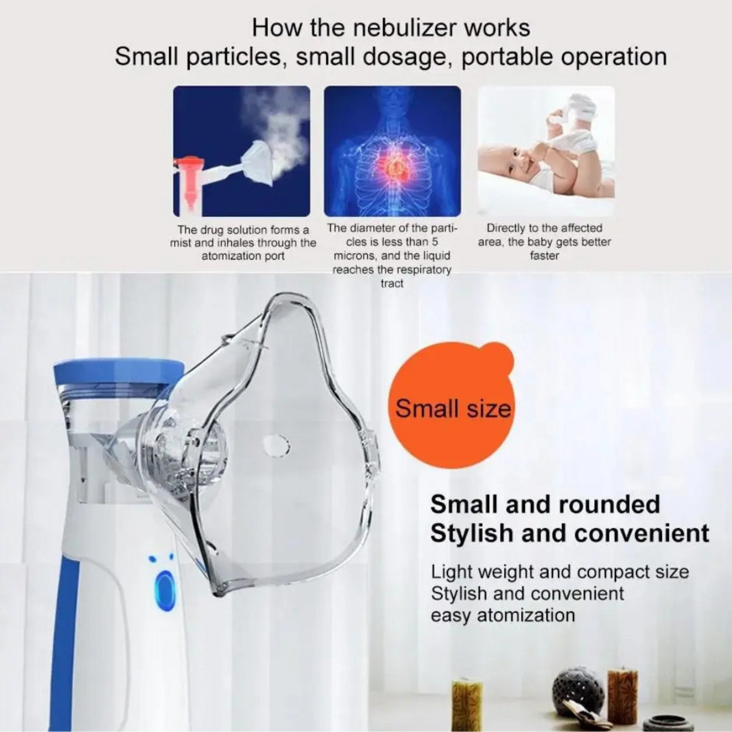Portable Mesh Nebulizer for Quick, Silent & Effective Respiratory Relief | Rechargeable, Ultra-Quiet,Nebulizer for Adults & Kids| 1-Year Warranty