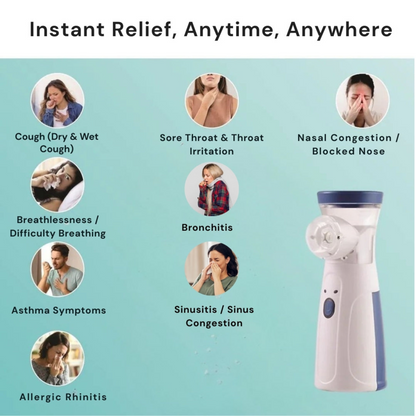 Portable Mesh Nebulizer for Quick, Silent & Effective Respiratory Relief | Rechargeable, Ultra-Quiet,Nebulizer for Adults & Kids| 1-Year Warranty